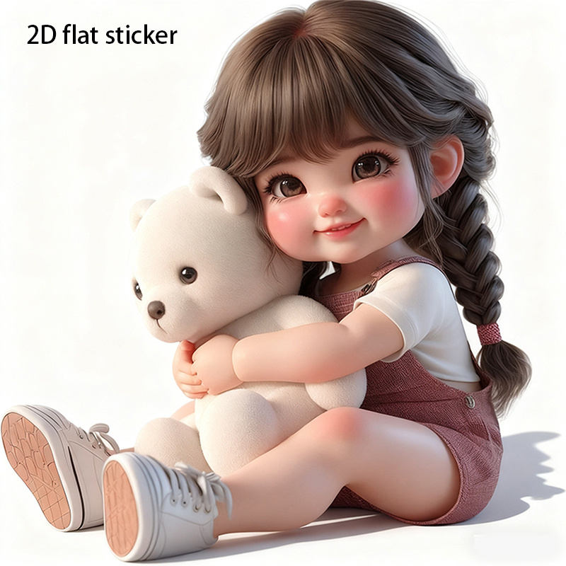 Bear Canister - 1Pc Cute Braid Girl Hugging White