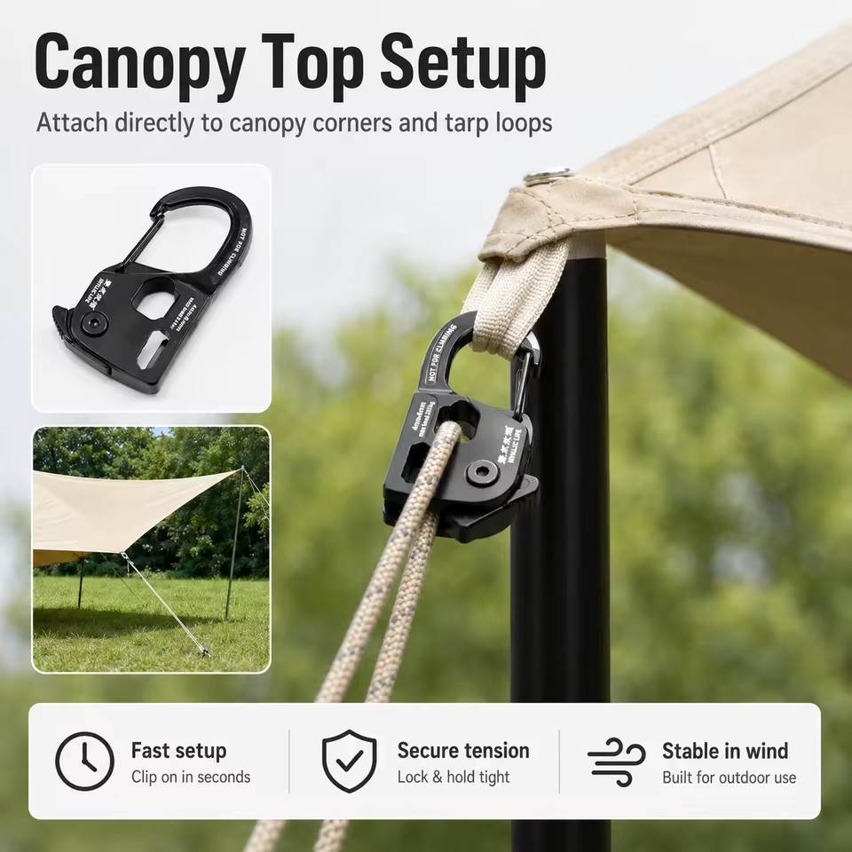 Aluminum Alloy Tent Rope Tensi - Outdoor Camping Extension Cord recension och pris