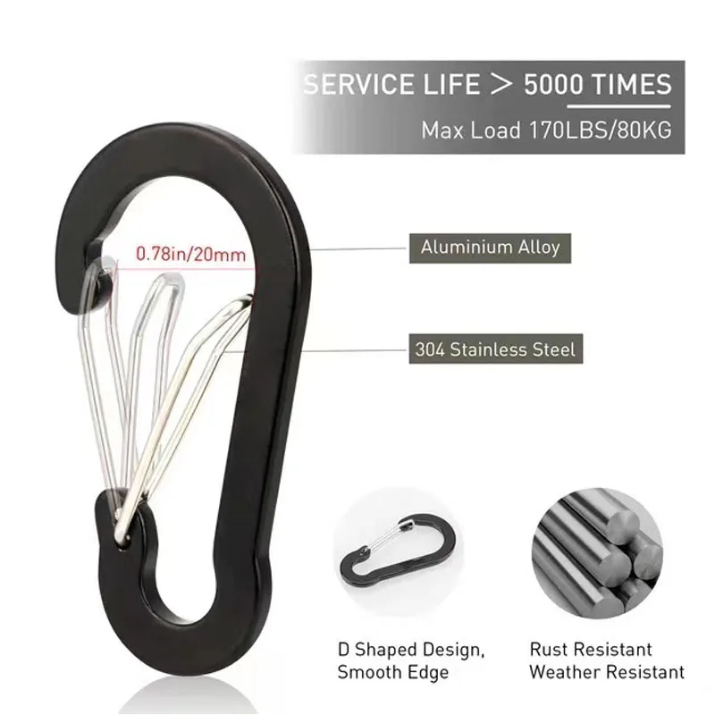 12PCS Carabiner Clip Set Touri - Outdoor Camping Outfit recension och pris