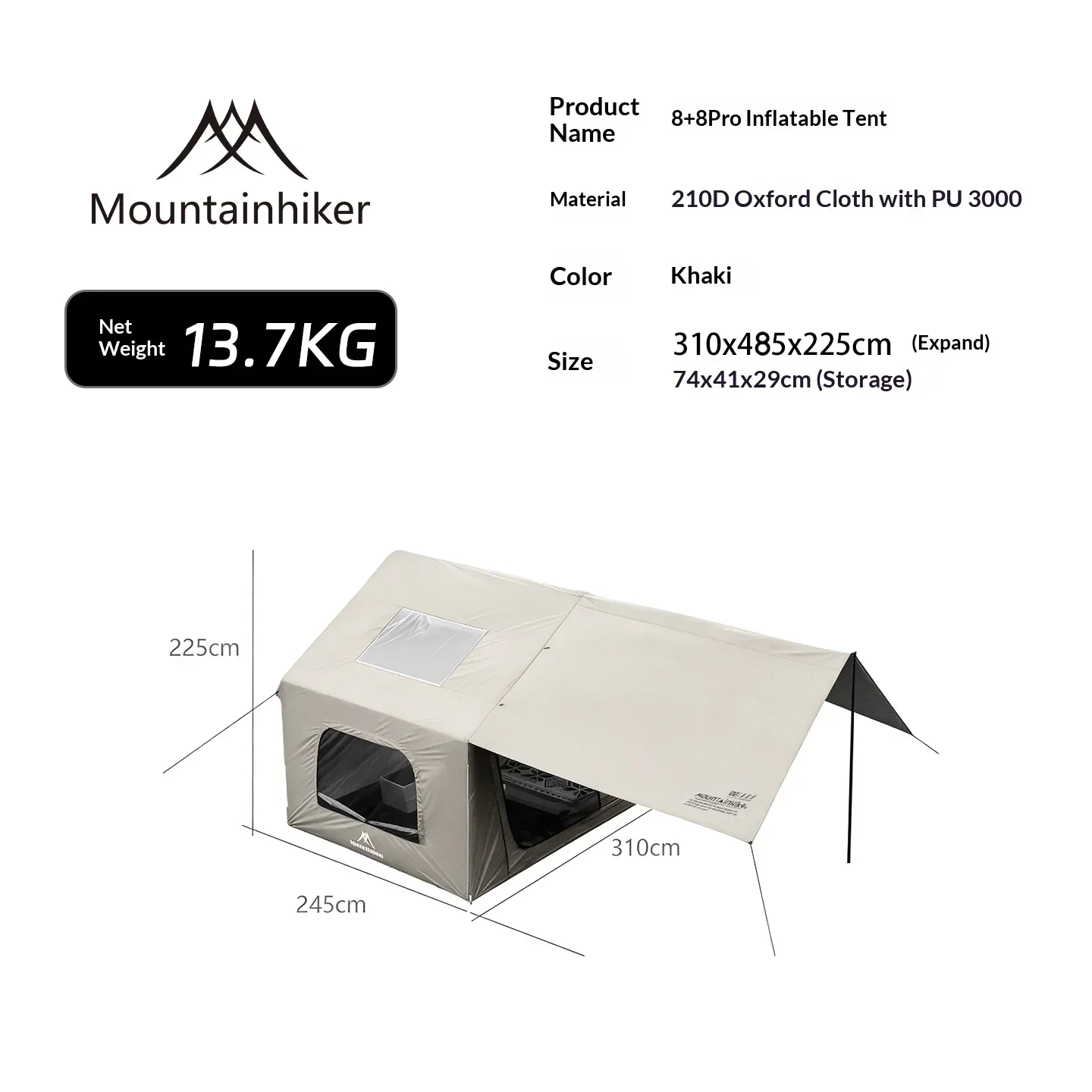 8+8㎡ MOUNTAINHIKER Inflatable  - Outdoor Camping Outfit recension och pris