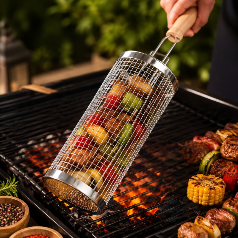 Round Barbecue Grill Basket Se - Outdoor Camping Outfit recension och pris