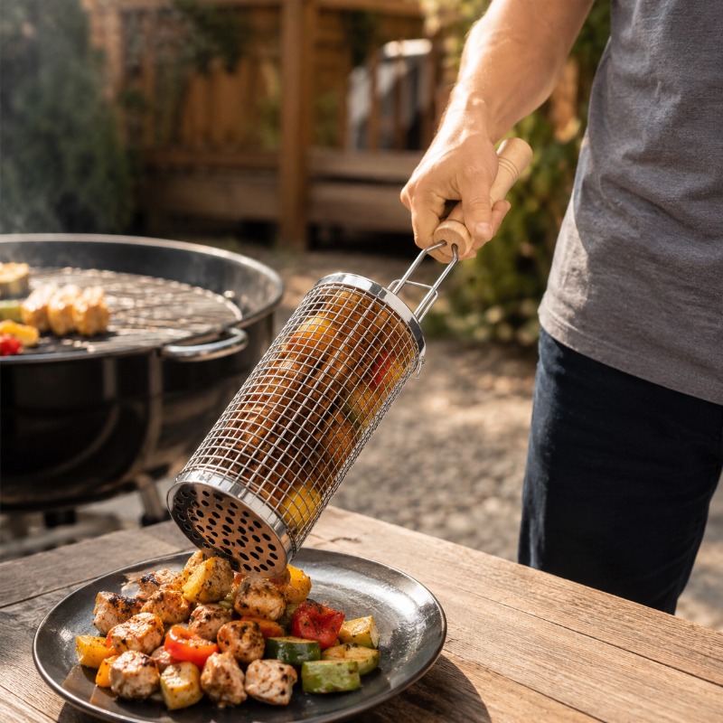 Round Barbecue Grill Basket Se - Outdoor Camping Outfit recension och pris