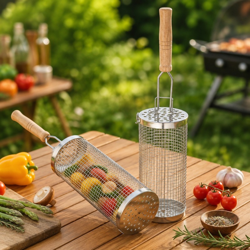 Round Barbecue Grill Basket Se - Outdoor Camping Outfit recension och pris